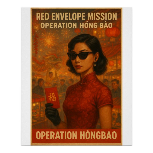 Poster Mission Enveloppe Rouge - Art Spy Retro (Devant)