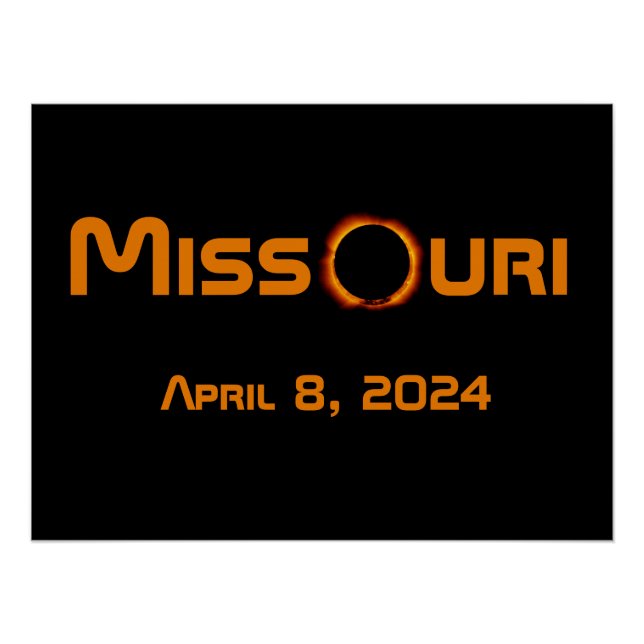 Poster Missouri 2024 Éclipse solaire totale (Devant)