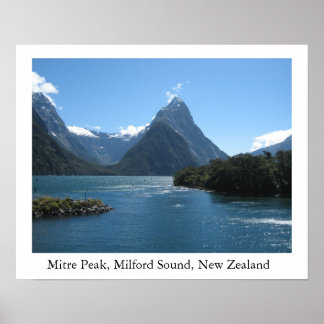Poster Miter Peak, Milford Sound, Nouvelle-Zélande