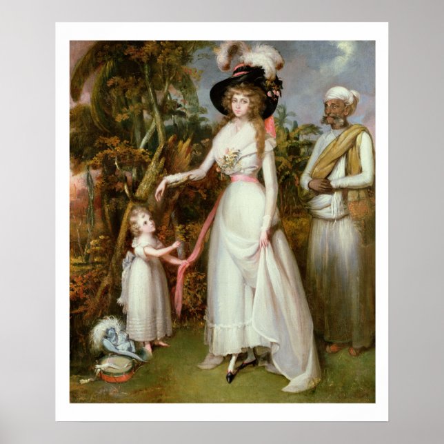 Poster Mme Graham de Kinross, sa fille et un Jamadar, (Devant)