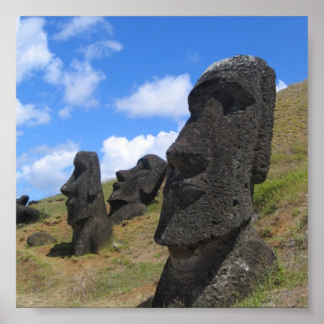 Poster Moai à Rano Raraku, île de Pâques (Devant)