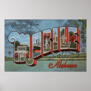 Poster Mobile, Alabama (Scène fluviale)