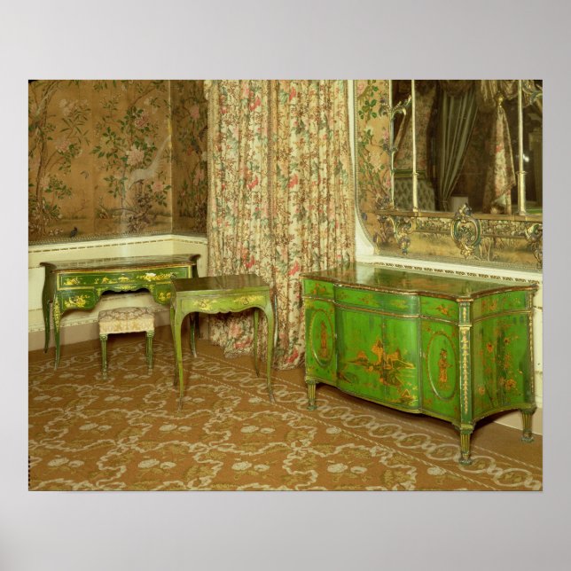 Poster Mobilier laqué vert et or dans l'état (Devant)