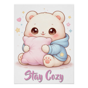 Poster Mochi Câlin Ours Mignon Style Kawaii Oreiller Câli