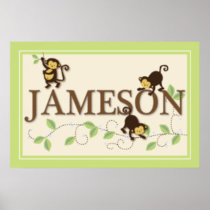 Poster Mod Monkey Personnalisé Personnalisé Baby Name Pos