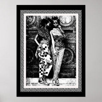 Poster Mode d'art pop afro rétro