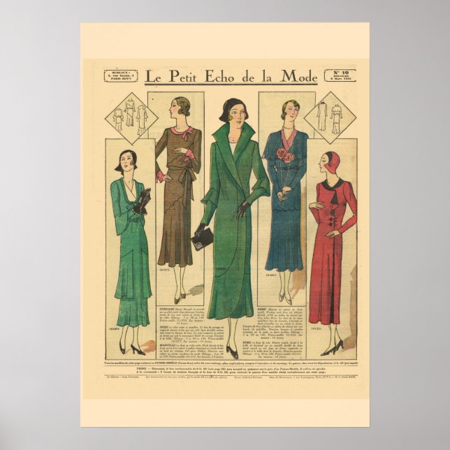 Poster Mode française rétro vintage 1931 (Devant)