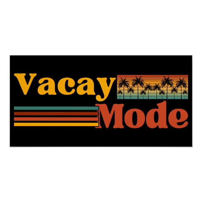 POSTER MODE VACANCES PALMIER FAMILLE VACANCES  (Devant)