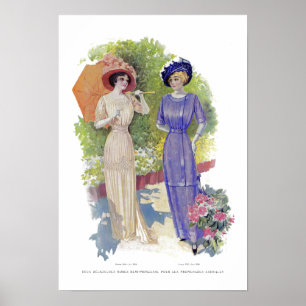 Poster Mode Vintage française avec robe violette