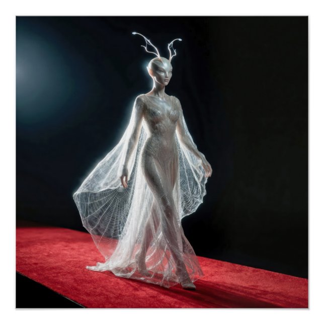 Poster Modèle Alien Futuriste En Robe Toile D'Araignée (Devant)