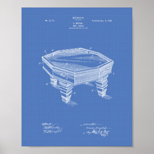 Poster Modèle d'art de brevet de la table de billard 190