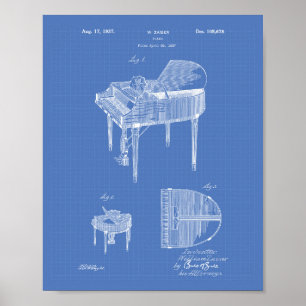 Poster Modèle d'art de brevet du piano 1937