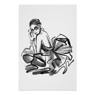 Poster Modèle de mode couture esquissée