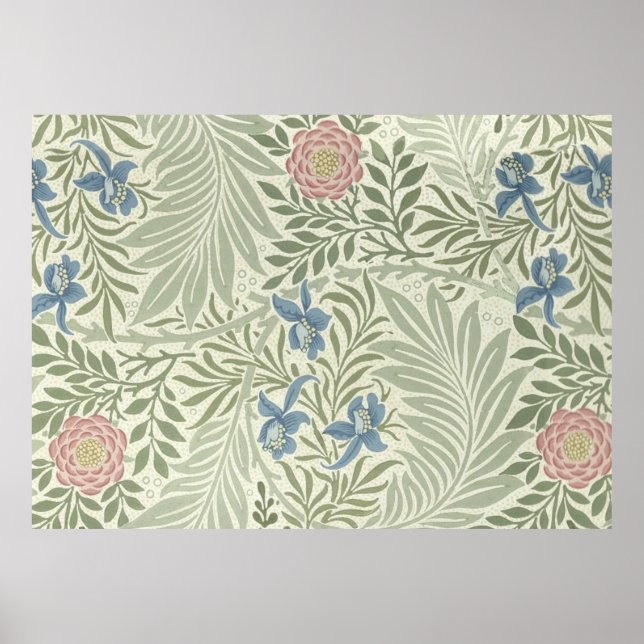 Poster Modèle de papier peint floral Larkspur de William  (Devant)