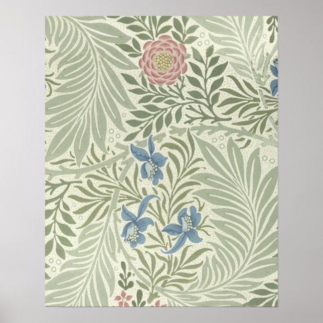 Poster Modèle de papier peint floral Larkspur de William  (Devant)