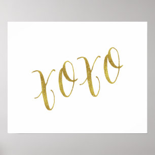 Poster Modèle de Parties scintillant XOXO Quote Faux Gold