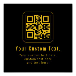 Poster Modèle de QR Code et Texte éditable Noir et Or