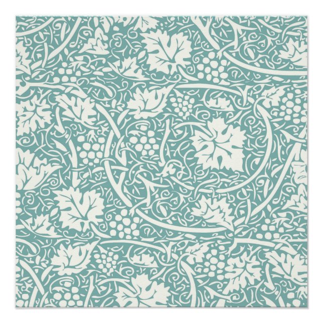 Poster Modèle de raisin de William Morris sarcelle turquo (Devant)