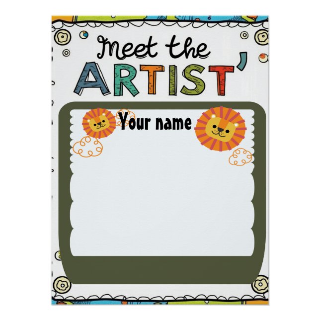 Poster Modèle éditable d'école « Rencontrez l'artiste » (Devant)
