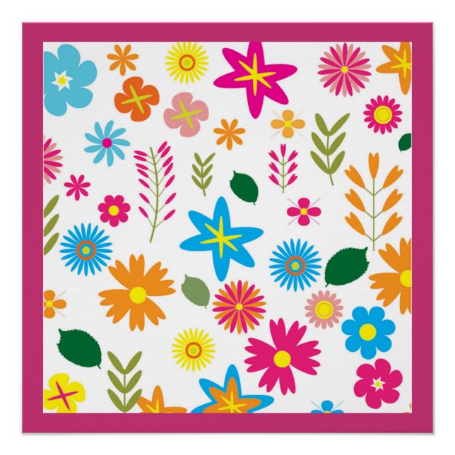 POSTER MODÈLE FLORAL COLORÉ (Devant)