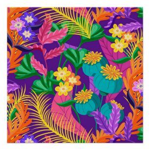 Poster Modèle floral exotique coloré-23148