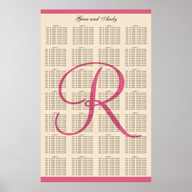 Poster Modèle simple Mariage plan de 280 invités (Devant)