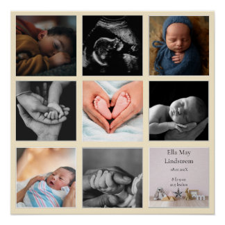 Poster Modern 8 - photo Collage Black Frames Cream