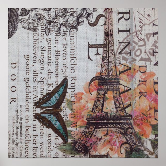 Poster modern newspaper print french Paris Eiffel Tower (Devant)