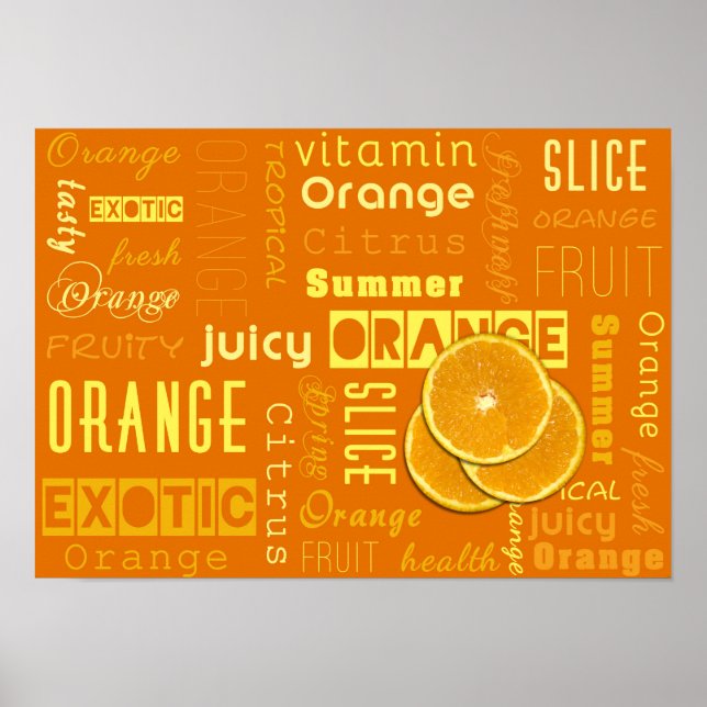 Poster Modern Orange Typography Fruit Slice (Devant)