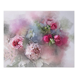 Poster Modern Watercolor Roses Flowers