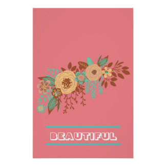 Poster  Moderne Boho Floral Rose 