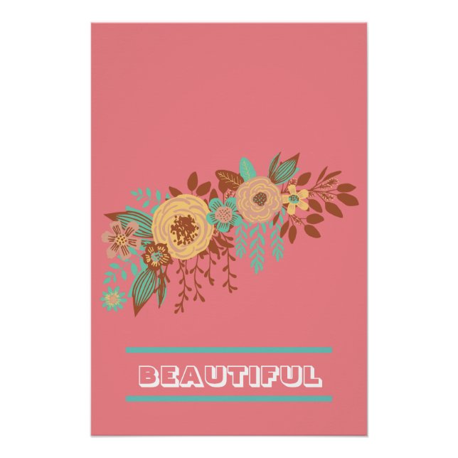 Poster  Moderne Boho Floral Rose  (Devant)