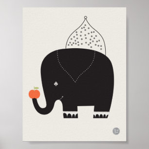 Poster moderne de la crèche éléphante - 11" x 8,5"
