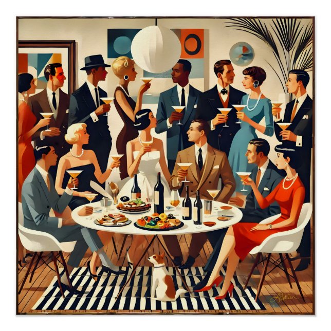 Poster Moderne du milieu du siècle Les intellectuels du M (Devant)