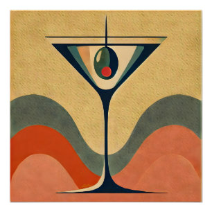 Poster Moderne du milieu du siècle "vague de martini aux