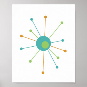 Poster moderne étoile atomique du milieu du siècle