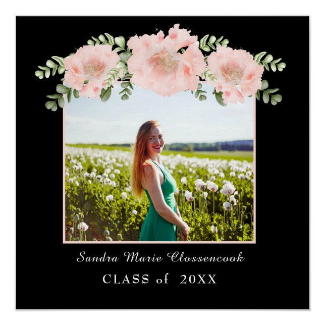 Poster Moderne, Fleur Rose florale remise des diplômes pr (Devant)