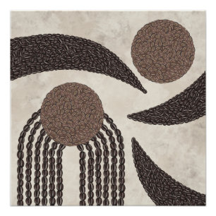 Poster  Moderne haricots de café biologiques - Géométriqu