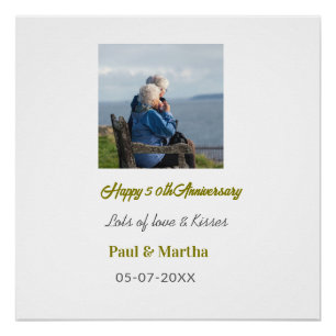 Poster Moderne joyeux 50e anniversaire de mariage nom dat