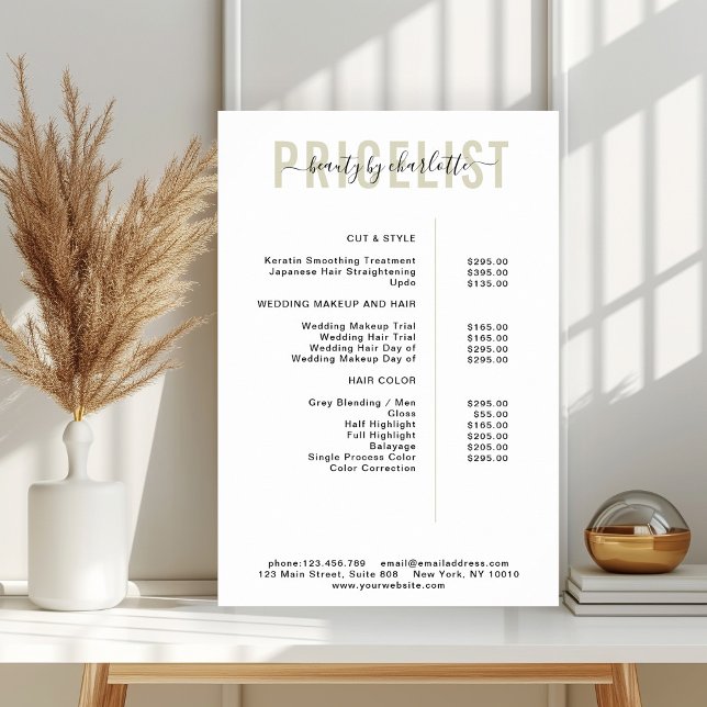 Poster moderne, liste de prix (Créateur téléchargé)