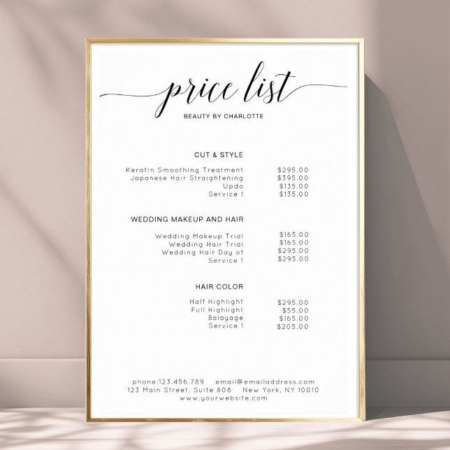 Poster moderne, liste de prix (Modern, price list Poster)