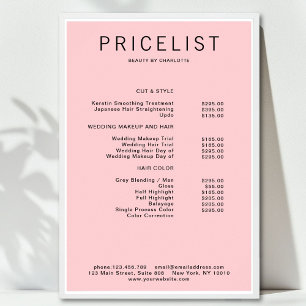 Poster moderne, liste de prix