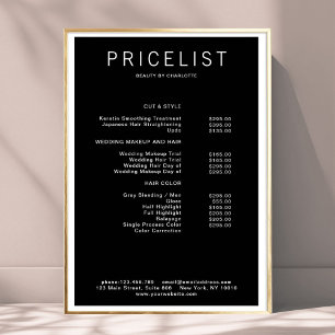 Poster moderne, liste de prix