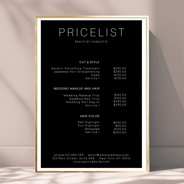 Poster moderne, liste de prix (Modern, price list Poster)