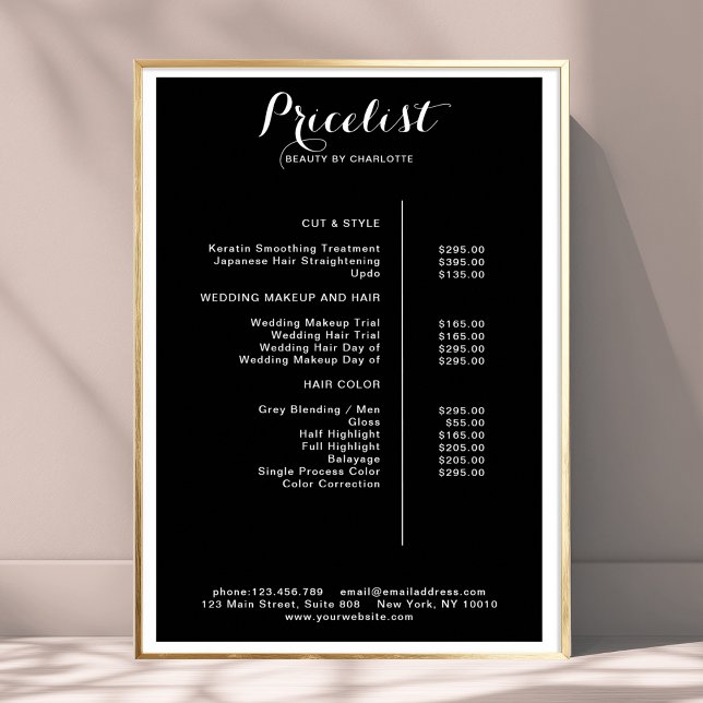 Poster moderne, liste de prix (Modern, price list Poster)