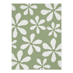 Poster Moderne motif floral vert sauge simple botanique