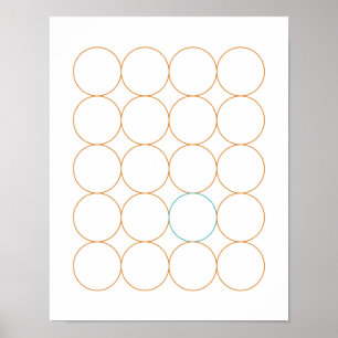 Poster moderne Orange Circle Star Mid Century