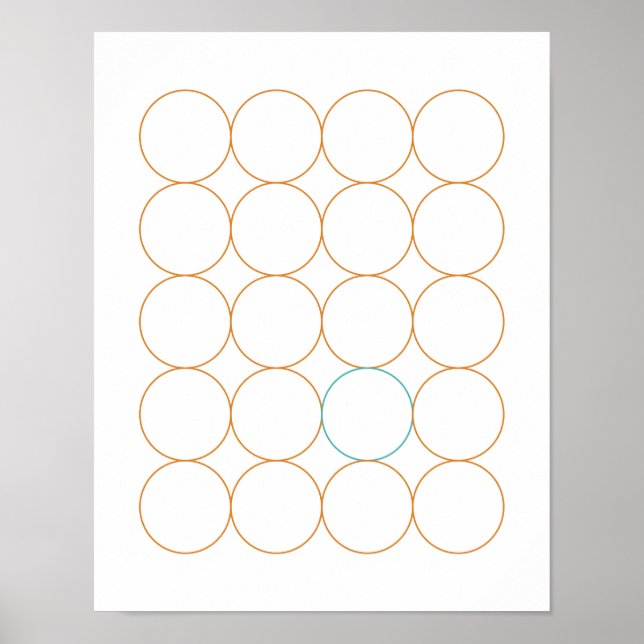 Poster moderne Orange Circle Star Mid Century (Devant)
