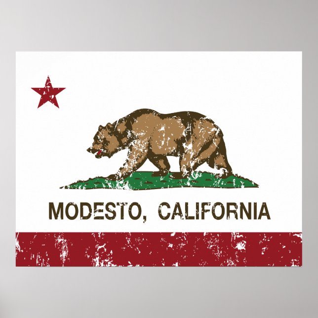 Poster Modesto du drapeau de l'État de Californie (Devant)