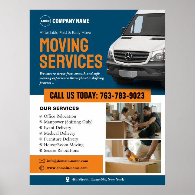 Poster modifiable Moving Services (Devant)